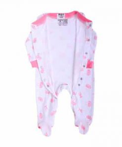 Bộ body dài tay viền hồng liền tất in hình